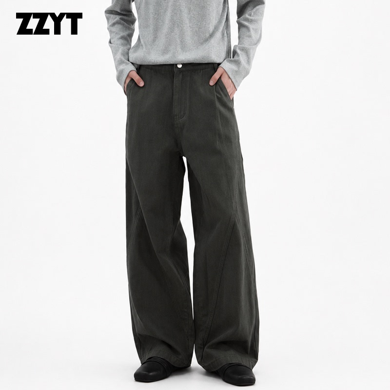 Zzyt Pure Cotton Washed Casual Pants Unisex Trendy Brand Neutral Straight-Leg Four-Season New Loose Wide-Leg Pants Zzyt Pure Cotton Washed Casual Pants Unisex Trendy Brand Neutral Straight-Leg Four-Season New Loose Wide-Leg Pants