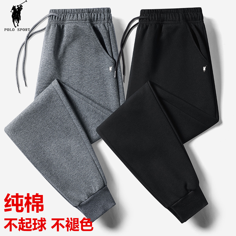 Polo Sport Jogger Sweatpants, Loose Fit, Plus Size, Cropped Length, Men's Fleece-Lined, Thickened, Autumn, Pure Cotton, Casual Polo Sport Jogger Sweatpants, Loose Fit, Plus Size, Cropped Length, Men's Fleece-Lined, Thickened, Autumn, Pure Cotton, Casual