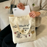 Шоппер, милый тканевый мешок с молнией, ручная роспись, японские и корейские