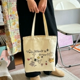 Шоппер, милый тканевый мешок с молнией, ручная роспись, японские и корейские