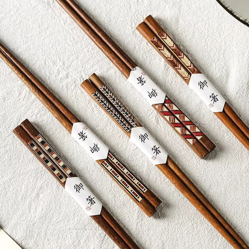 Solid Wood Chopsticks, Particularly Beautiful Chopsticks, 2024 New Model, Internet-Famous Gift Box Set, High-End Household Use, One Chopstick Per Person, Non-Slip