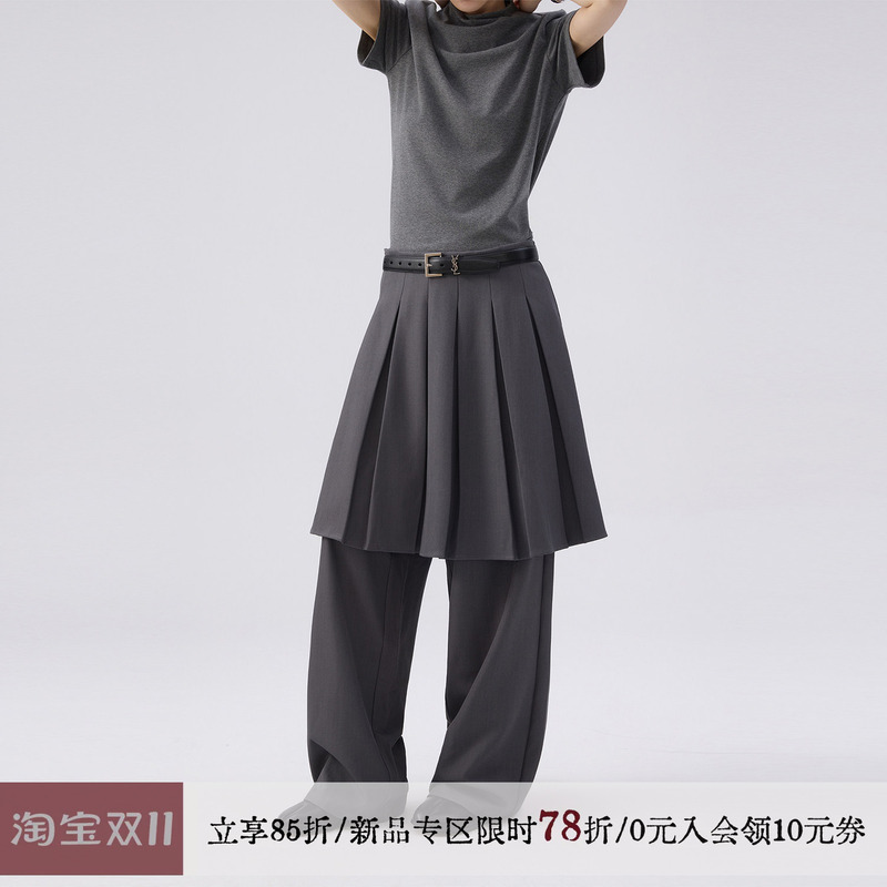 【Takashi Takeda's Style】Sameuoo Free-Spirited Culture "Graduation Ceremony" Pleated Faux Two-Piece Suit Pants 【Takashi Takeda's Style】Sameuoo Free-Spirited Culture "Graduation Ceremony" Pleated Faux Two-Piece Suit Pants
