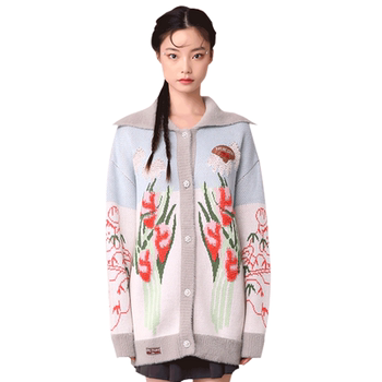 Loose lapel casual knitted sweater