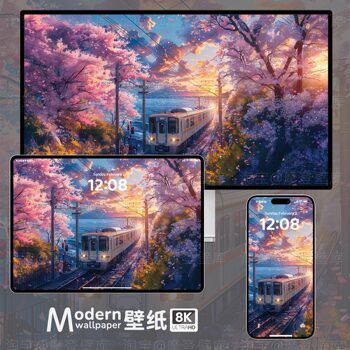 Healing Illustration Scenery 8K High-Definition Wallpaper for Iphone, Ipad, Tablet, Anime Atmosphere Wallpaper