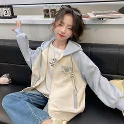 Girl and Velvet Jacket Autumn and Winter 2024 New arrival kids Western Style Smiley Girl Hooded Baseball Suit Cardigan Tops