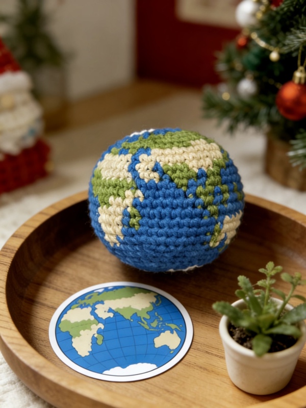 Save the Planet Crochet Handmade Yarn Material Gift LAOSHU Couple Keychain