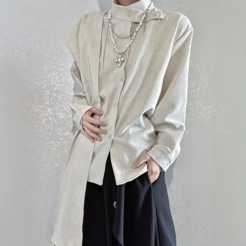 Retro Hepburn-Style Shawl with Ribbon Design, Long-Sleeved Shirt for Men and Women, Half-High Collar, Niche Shirt and Pants Two-Piece Set Retro Hepburn-Style Shawl with Ribbon Design, Long-Sleeved Shirt for Men and Women, Half-High Collar, Niche Shirt and Pants Two-Piece Set