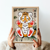 One-year-old hand and foot print souvenir full moon and hundred days gift tiger baby rabbit newborn baby hand print and footprint