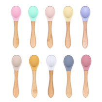 Baby Wooden Spoon Silicone Wooden Baby Feeding Spoon Organic