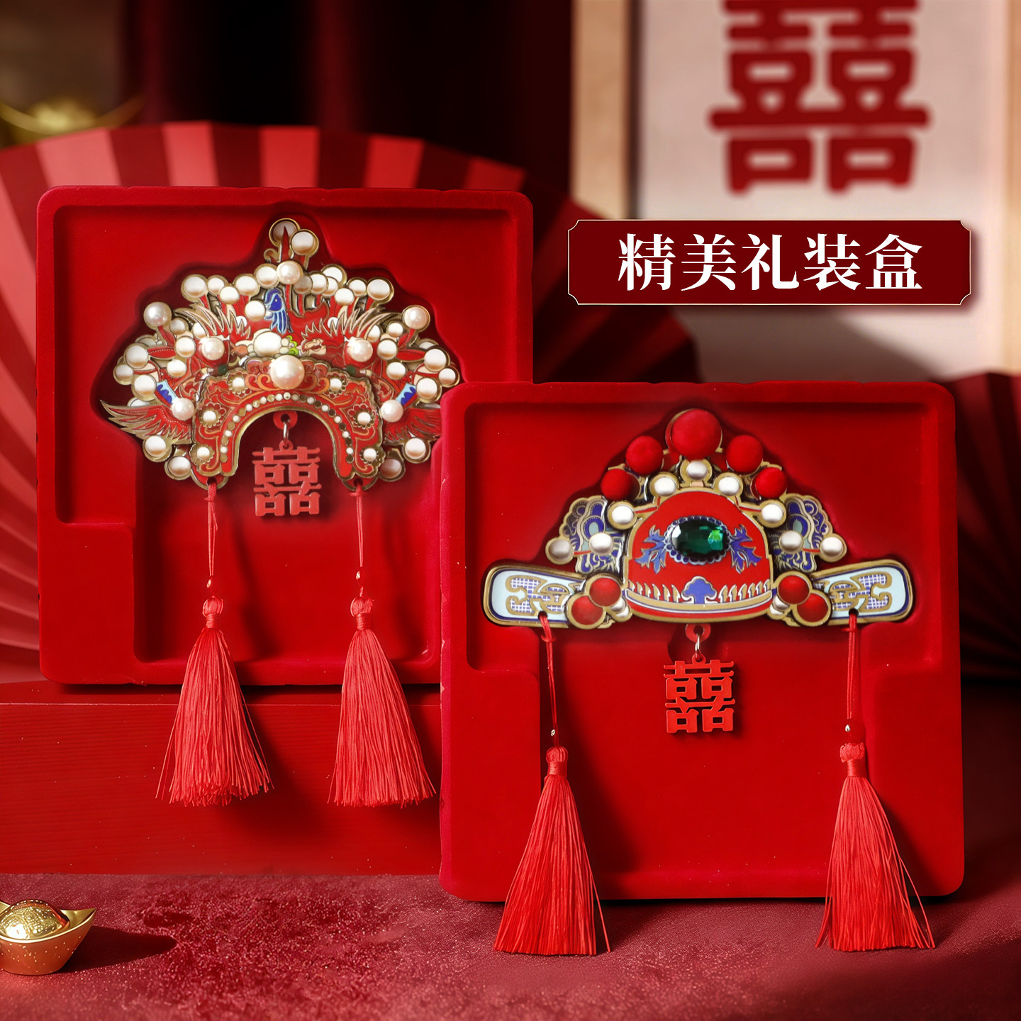 3Dフェニックスクラウン冷蔵庫マグネット、高級結婚祝い、独創的なマグネット式ダブルハピネスキャラクターデコレーション。