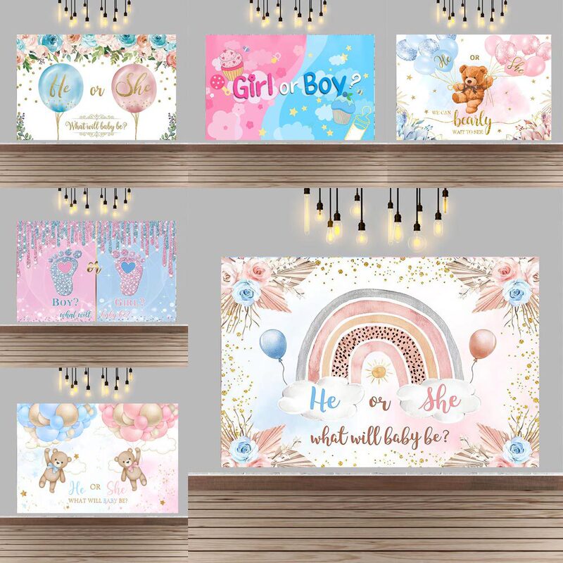 Baby Shower Party Backdrop Poster Banner Boy or Girl Gender Reveal Baby Shower Party Background Cloth
