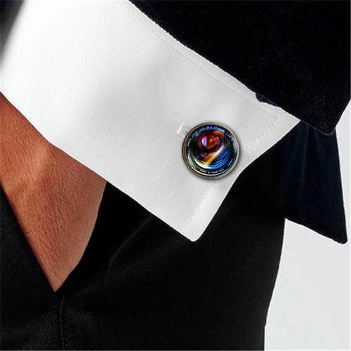 New Camera Lens Pattern Time Gem Cufflinks Men's Fashion French Shirt Buttons Cuff Studs Photography