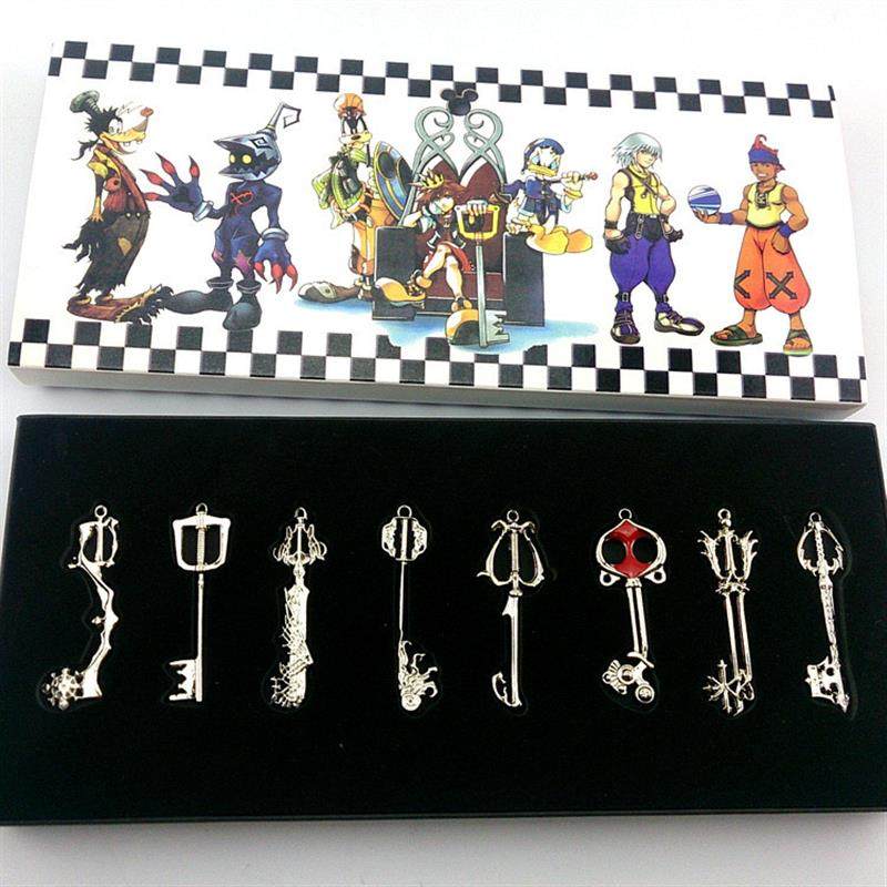 New Kingdom Hearts Key Set Pendant 8 Pieces Alloy Pendant Game Peripheral Accessories 6X1.5Cm
