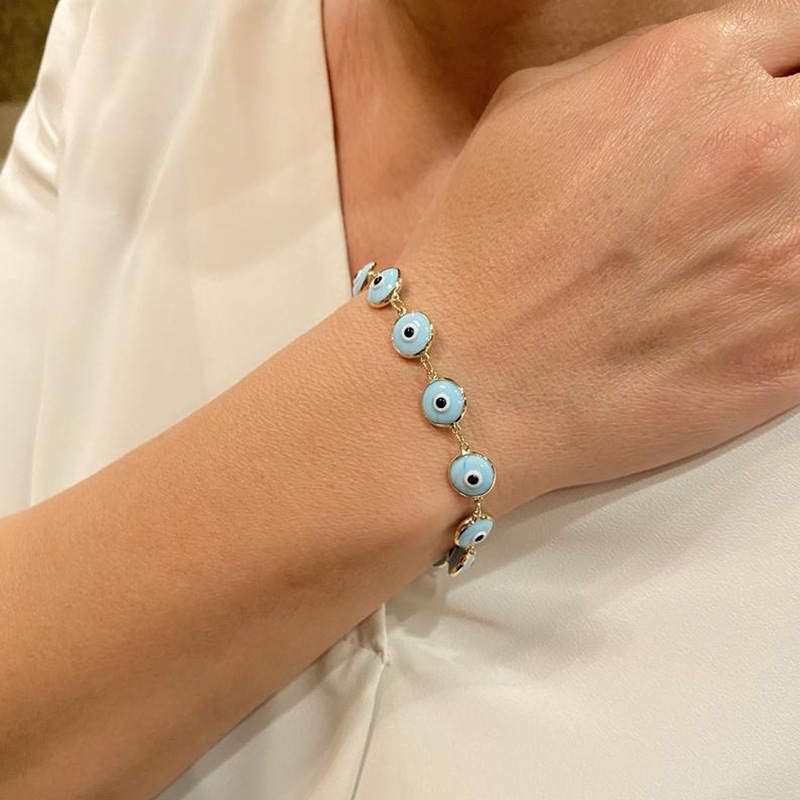 Evil Eye Bracelet European and American Trendy Fashion Evil Eye Bracelet Retro Multi-Color Enamel Eyes Evil Eye Bracelet European and American Trendy Fashion Evil Eye Bracelet Retro Multi-Color Enamel Eyes