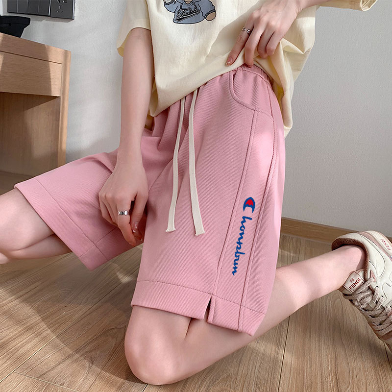 Champion Rainbow Pink Shorts Women's Summer 2024 New High-Waisted Slimming Loose Straight-Leg Sports Casual Pants
