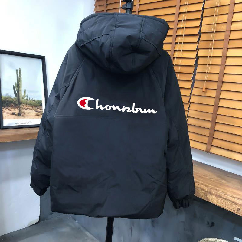 Champion Rainbow Hooded Loose down Jacket for Men and Women, New Winter Style, Couple's Trendy Brand, Warm and Thick Coat
