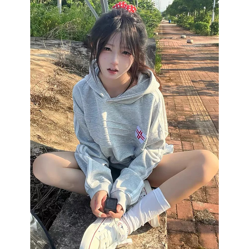 National Trendy Brand American-Style England Embroidered Hooded Sweatshirt for Women 2026 Spring and Autumn New College Style Couple Loose Jacket