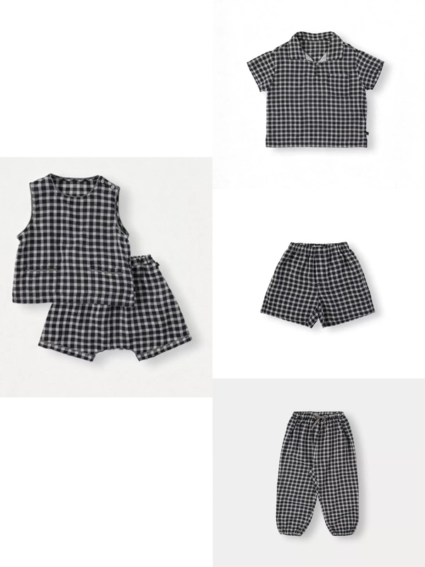 Okok Kids New Plaid Suit for Boys and Girls, Plaid Shorts, Plaid Vest, Plaid Short Sleeves Okok Kids New Plaid Suit for Boys and Girls, Plaid Shorts, Plaid Vest, Plaid Short Sleeves
