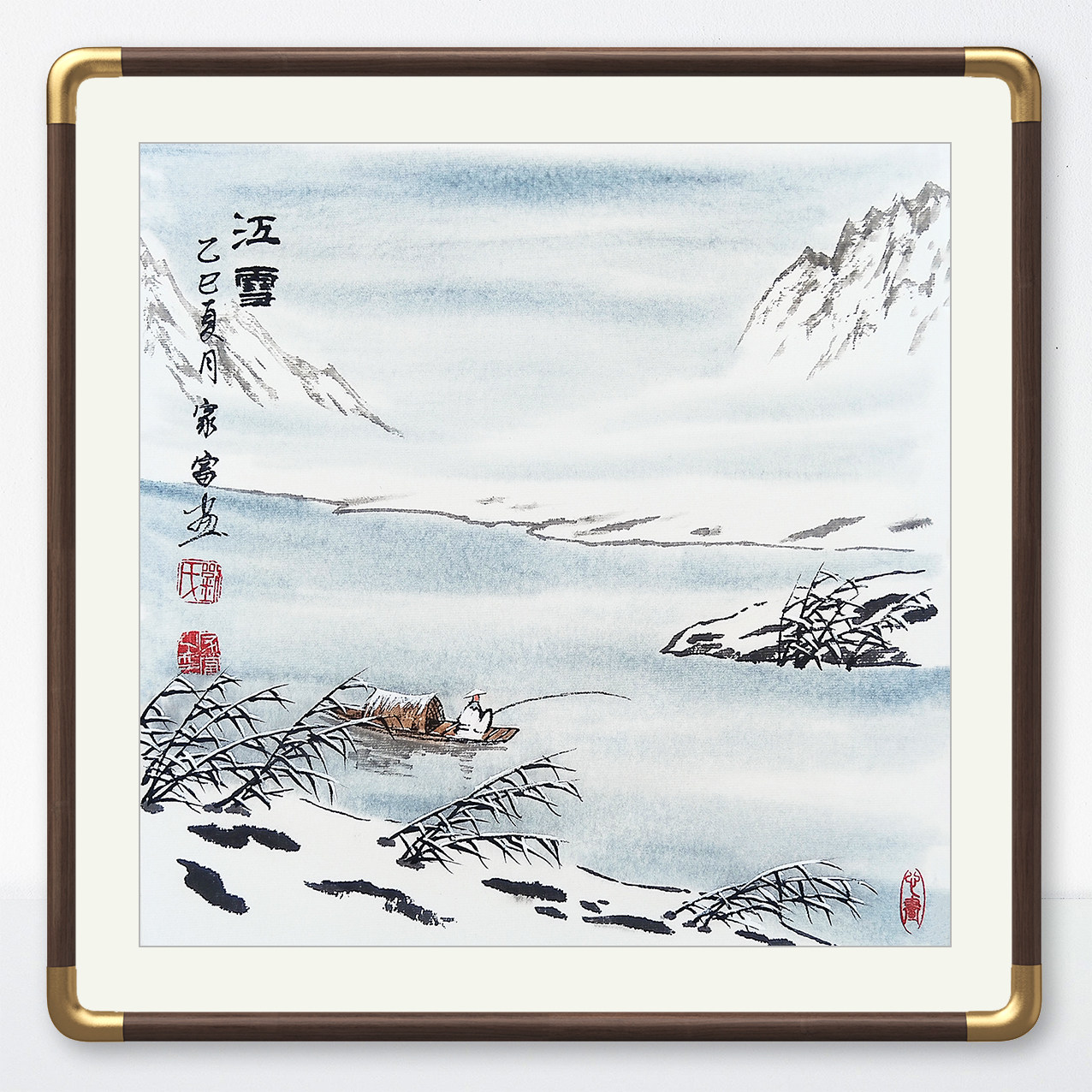 中国古美術・白雪石款・仙縁福地・四尺横幅掛軸・純手描き・文房置物・水墨画・宣紙 寒江独钓图》纯手绘禅意国画水墨诗意江雪图书房茶室客厅挂画-淘宝