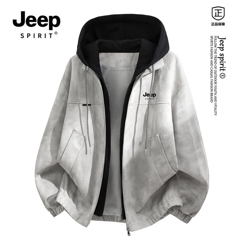 Jeep Spirit American Suede Hooded Jacket Men's Spring & Fall 2026 New Loose Large Size Couple Jacket