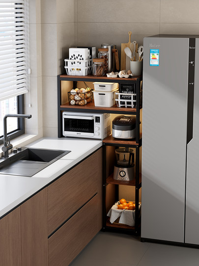 Étagère de rangement latérale pour réfrigérateur domestique, coin de cuisine étroit, armoire à micro-ondes multicouche sur pied