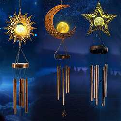 Solar Wind Chimes Outdoor Courtyard Lights Garden Balcony Decoration Waterproof Moon Retro Hanging Lights Landscape Chandelier Hanging Ornaments