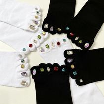 Nail art garters with diamond five-finger gemstone socks for outer wear nail art socks five-finger socks creative split toe socks for women with diamond five-finger socks