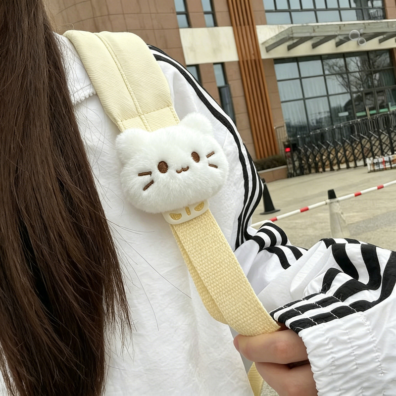 Cartoon Little White Cat Backpack Pendant Shoulder Strap Cute Cartoon Plush Doll Pendant Velcro Couple Best Friend