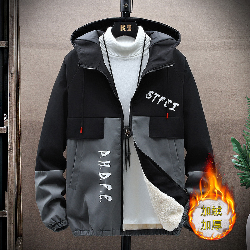Gush thickened jacket men's trends handsome autumn and winter tooling student jacket blouses for casual loose jacket-Taobao