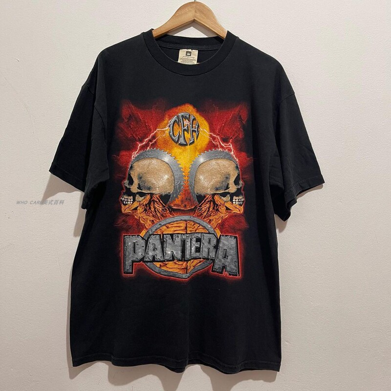 Who Care Retro Encyclopedia Heavyweight 270g Pandora Band Pantera Short-Sleeve T-Shirt 60S Trend