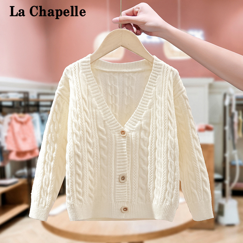 La Chapelle Children's Clothing Girls' Spring Sweater New Style Children's Knitwear Stylish Girl Miu-Style Cardigan Jacket