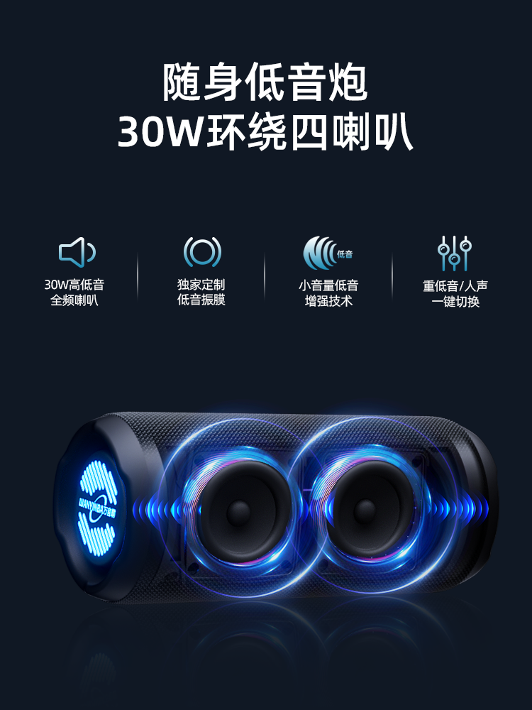 Wanyinba 2025 New Bluetooth Audio Subwoofer Outdoor Portable Car Audio High-Quality Speaker