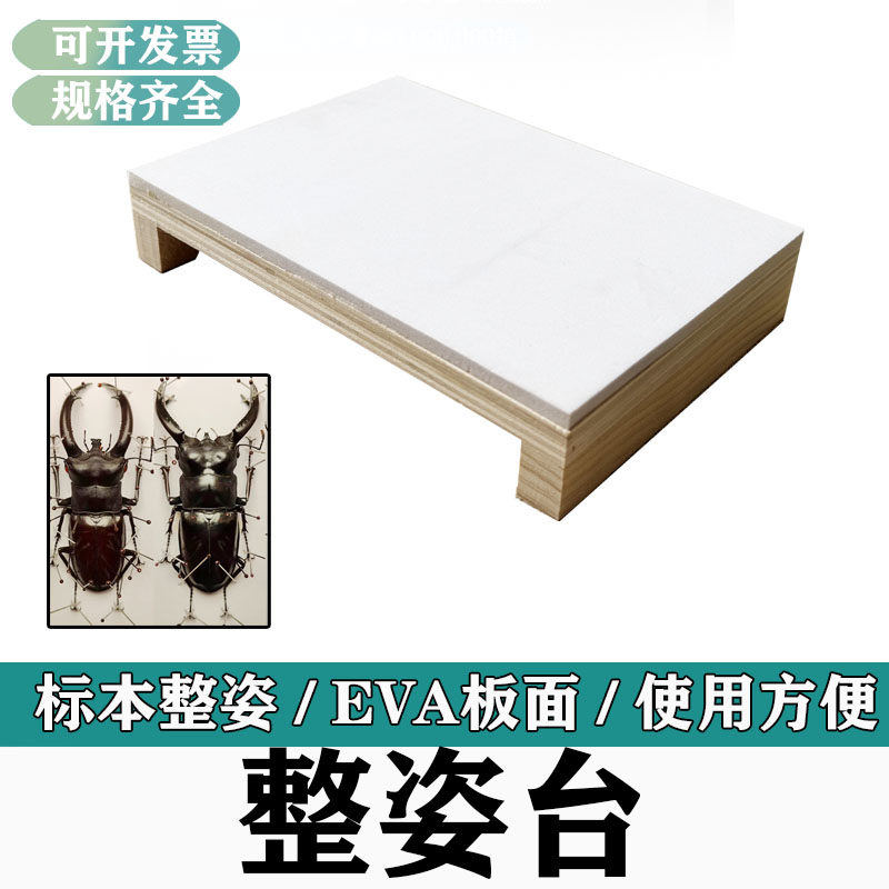 昆虫整姿台EVA展翅板兜虫金龟子展足板标本制作工具松木底座21*15
