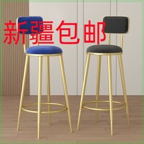 Xinjiang light luxury iron simple modern bar chair bar chair high stool home dining backrest high chair