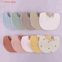 Cotton Gause Baby Bibs Solid Color Absorbent Baby Tassel Bib