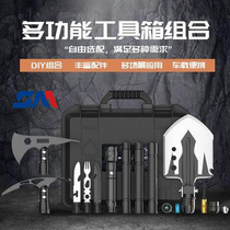 SAM multifunctional vehicle-mounted engineer shovel folding outdoor thickened manganese steel shovel camping emergency rescue box