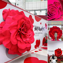 Wall-mounted simulation rose giant oversized decoration event layout shopping mall decoration event check-in point internet celebrity photo