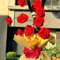 Flowers blooming on the rose tree oversized giant ornaments movable door head decoration Internet celebrity wedding check-in waterproof simulation bouquet
