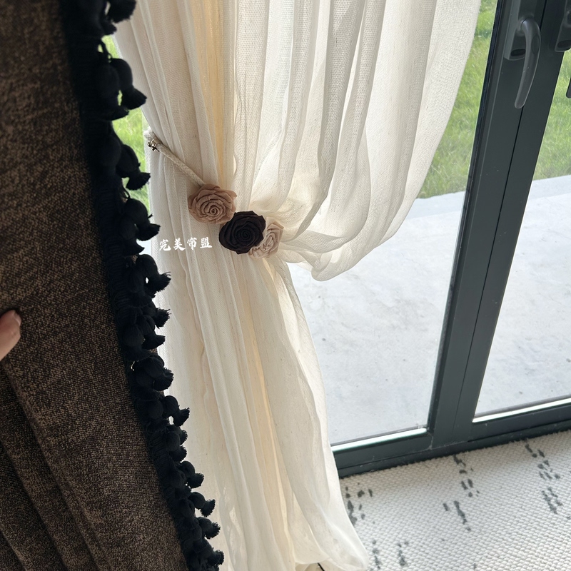Perfect Curtain Alliance Curtain Tiebacks, French Retro Style Curtain Tiebacks, Tencel Rose Flower Curtain Tiebacks, Curtain Tie Ropes