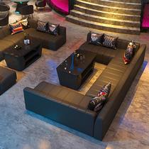 Customized KTV sofa bar nightclub leisure box wall corner LU-shaped deck luminous coffee table manufacturer
