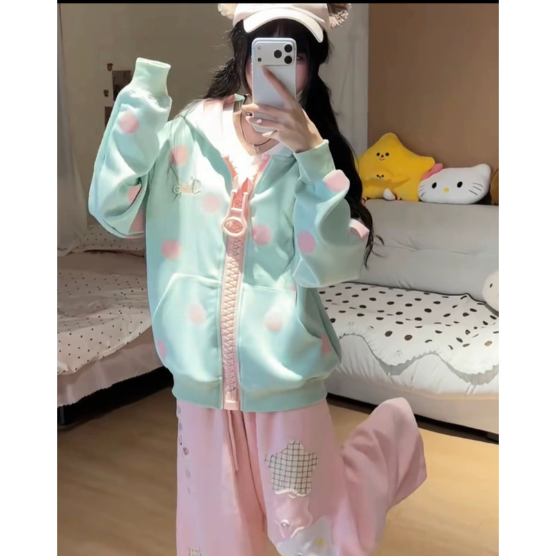 Dreaming Talent Cartoon Bear Full Print Large Zipper Hooded Sweatshirt for Women Autumn Loose Casual Cardigan Jacket Dreaming Talent Cartoon Bear Full Print Large Zipper Hooded Sweatshirt for Women Autumn Loose Casual Cardigan Jacket