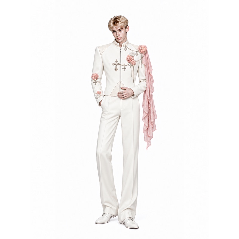 Yicai【Midsummer Night】Wide-Shoulder, Narrow-Waist Suit Jacket with a Stylish Design and Fitted Waist, Men's Suit Dress