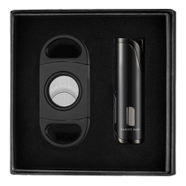 VANITY FAIR Cigar Tools Two-piece Set Windproof Lighter Stainless Steel Cigar Scissors Smoking Accessories Gift Box