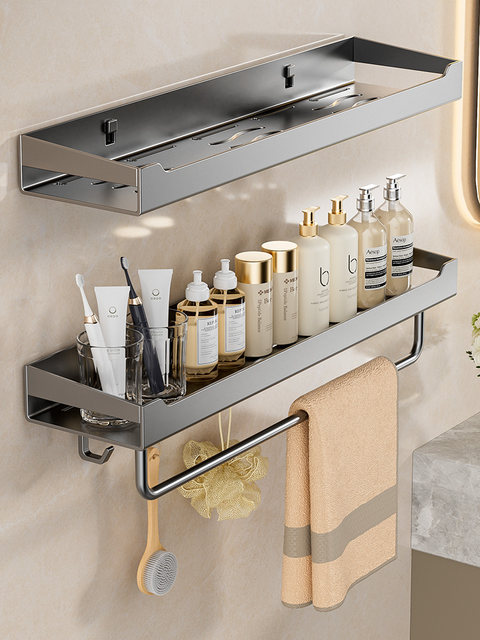 Bathroom storage rack without punching wall-mounted toilet washroom and bathroom sink supplies wall storage rack