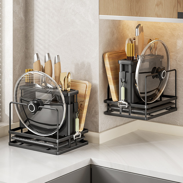 2025 New Kitchen Knife Rack Storage Rack Multi-functional Chopping Board Dish Knife Place Rack Chopstick Tube Pot Lid Storage Rack