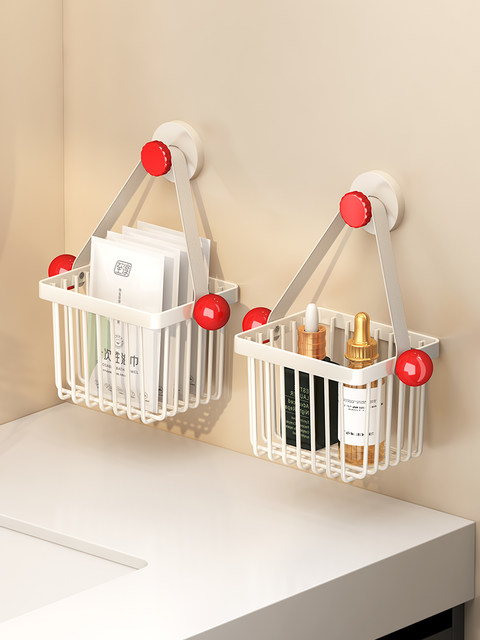 Bathroom suction cup storage rack bathroom punch-free wall storage rack toilet wall-mounted hand wash basin hanging basket