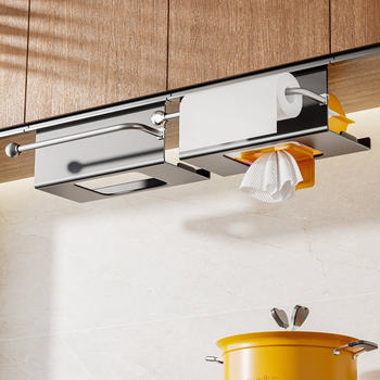 Kitchen Wipes Storage Box, Paper Towel Rack, Hanging Cabinet, Upside-Down Tissue Box, Storage for Cleaning Cloths, Paper Hanging Rack, Cabinet Roll Paper Holder