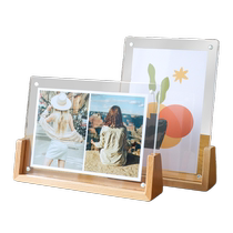 Solid Wood Acrlic Photo Frame Pendulum Table Прозрачная Пустая Рамка Пара Фотокарточек Дисплей Рамы Шесть Дюймо