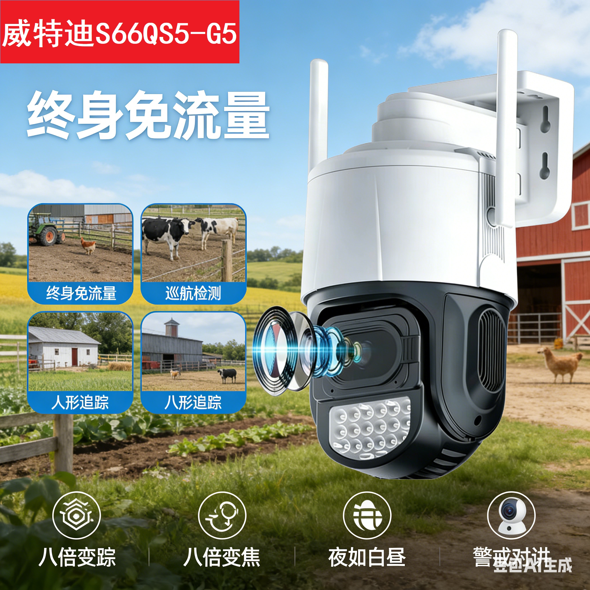 Солнечная камера Witdi 4G free flow fish pond orchard монитор для отслеживания гуманоидов с восьмикратным увеличением ночного видения