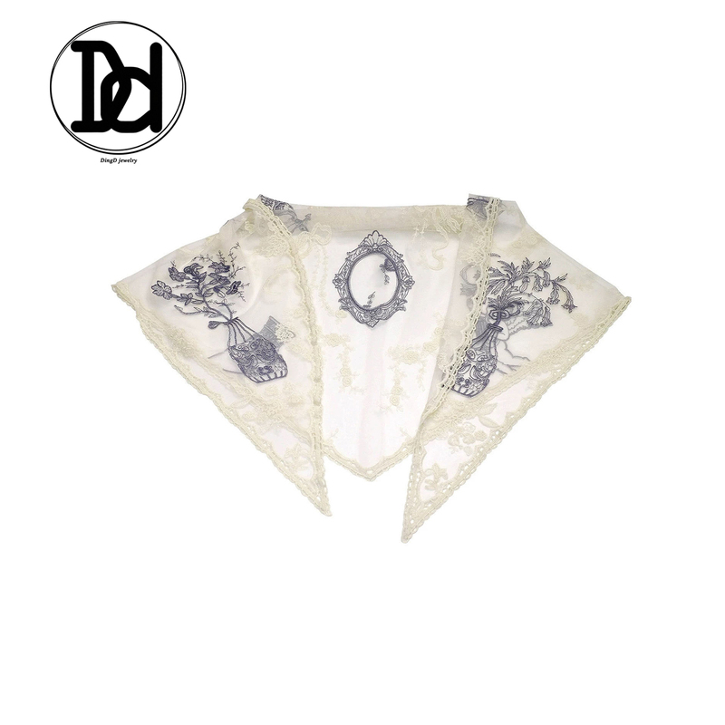 Ouyang Nana's Same Style Scarf, Romantic White Lace Triangle Scarf, Spring and Summer High-End Blogger Headscarf, Multi-Purpose Wear